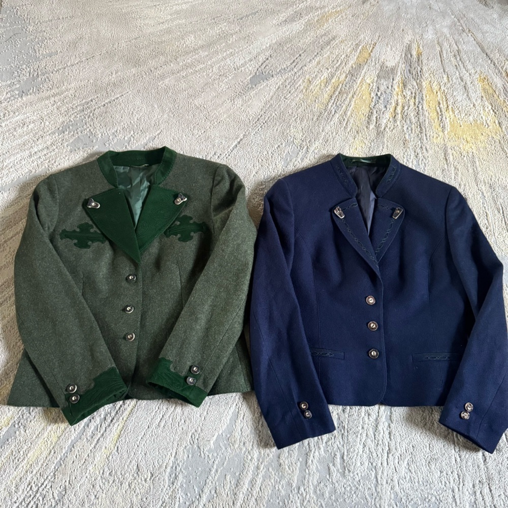 Lodenfrey wool blazer bundle navy blue and dark green wooden buttons 40 / 8 / 10